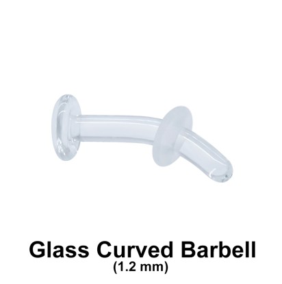 1.2 mm Glass Piercing Curved Bar with Clear O-ring